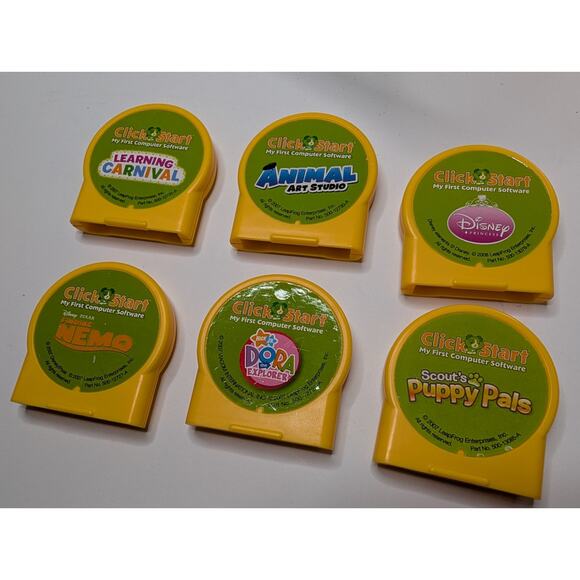 Leap Frog Click Start My First Computer 6 Games Cartridges‎ Dora Nemo Disney Art - Picture 3 of 3